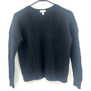 Garnet Hill 100% Cashmere Black Cable Knit Sweater Women's XS